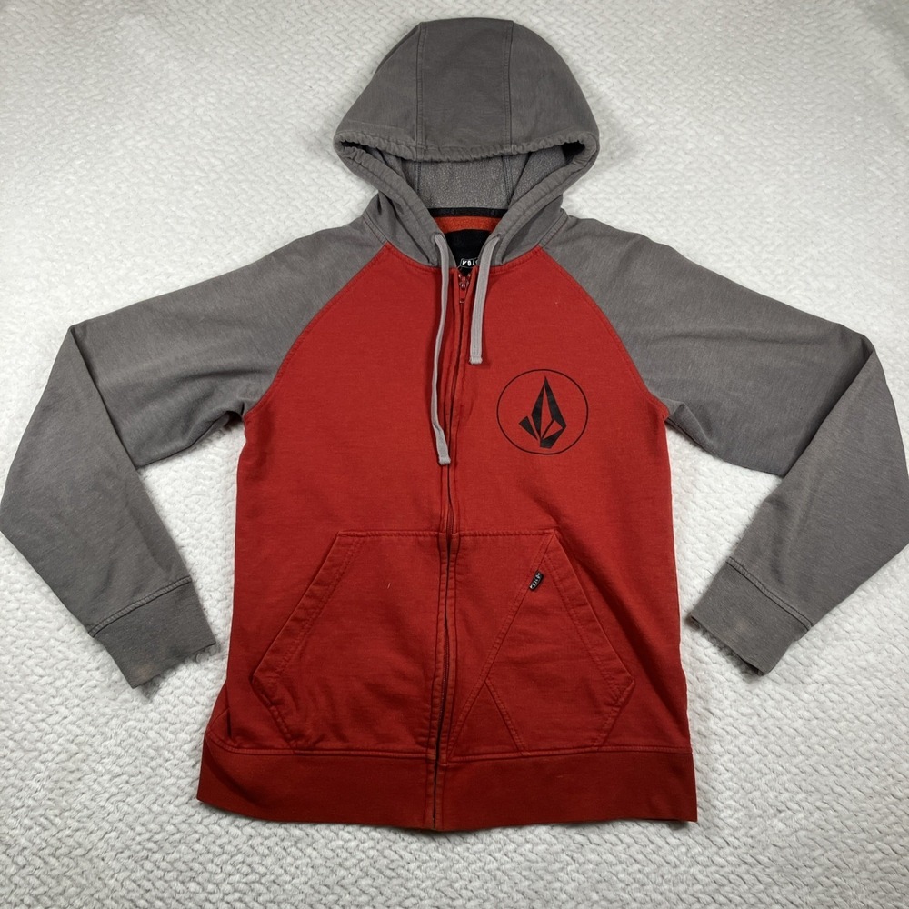 Y2K Volcom Zip Up Hoodie Jacket Small Red Skater Grunge